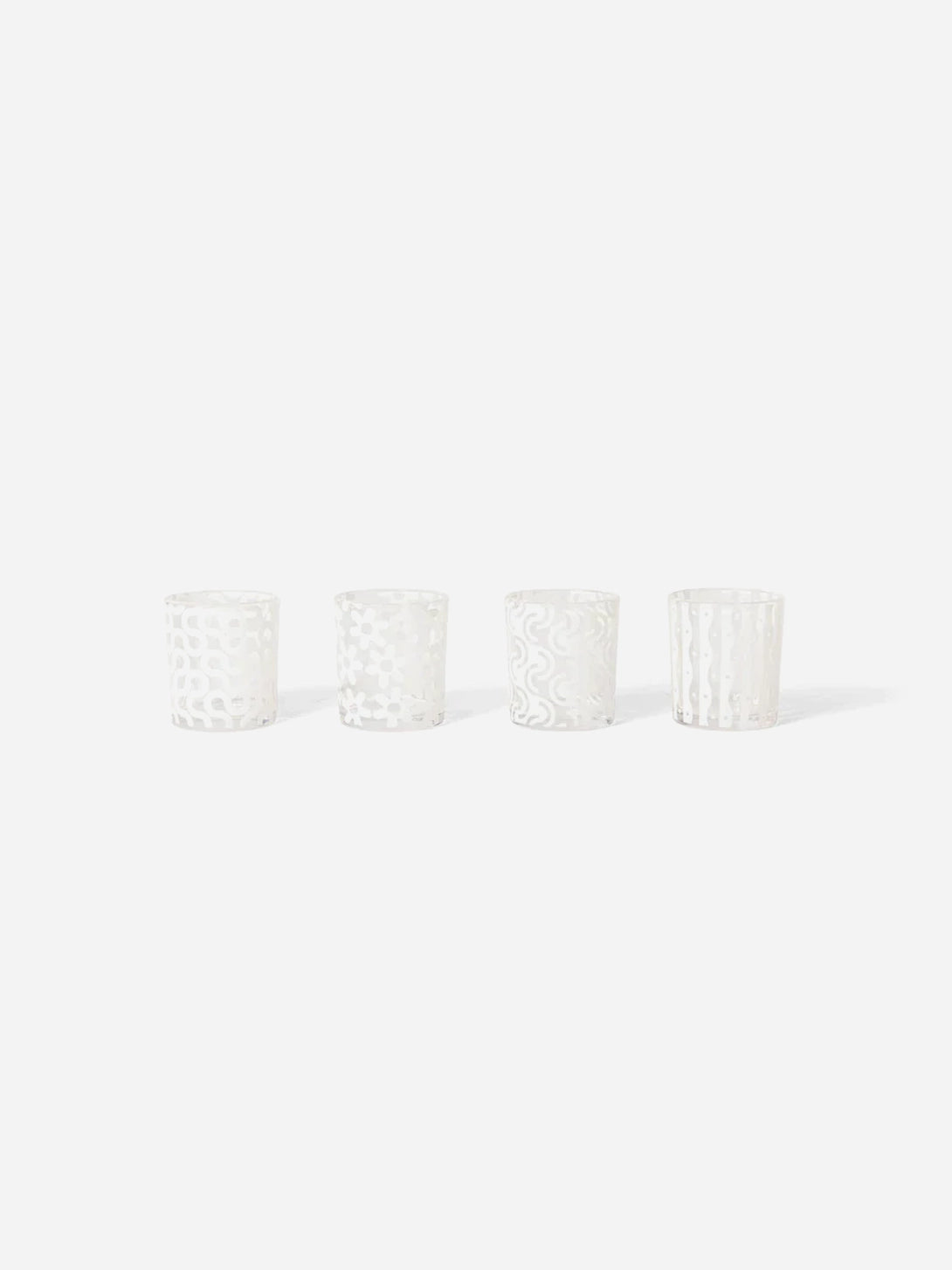 Dusen Dusen Pattern Glasses Set of 4 - Colorful Geometric Design Drinking Glasses for Cocktails, Juice & Party Beverages - Perfect for Home Bar, Dinner Parties & Gift Giving