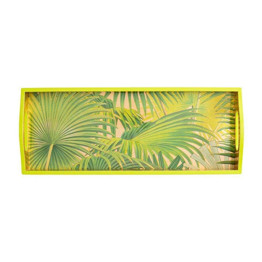 Handcrafted Palm Fronds Lacquer Bar Tray - Elegant Serving Tray for Cocktails, Appetizers & Home Decor | Perfect for Entertaining, Wedding Gifts & Coastal Style Decor