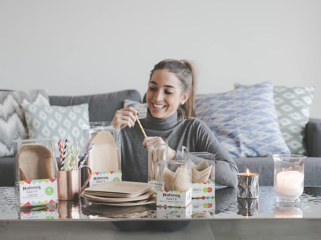 Eco-Friendly Black & White Striped Paper Straws - Biodegradable Disposable Drinking Straws for Parties, Events, Crafts (0.23