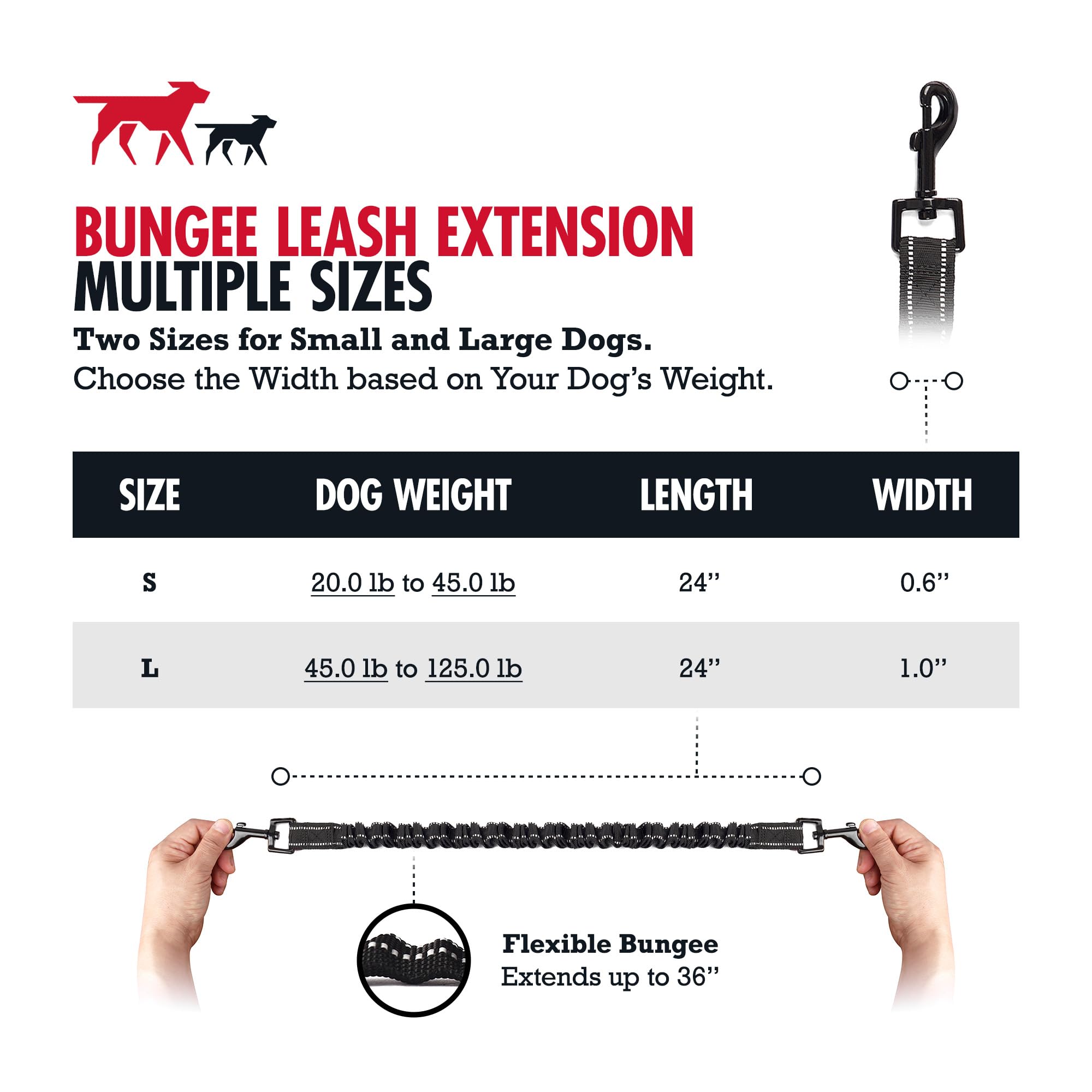 Bungee Leash for Large Dogs up to 125 lbs - Hands-Free Add-On Accessory | Compatible with Two Large Dog Bungee Leashes (Sold Separately) | Perfect for Walking, Running & Hiking with Multiple Dogs