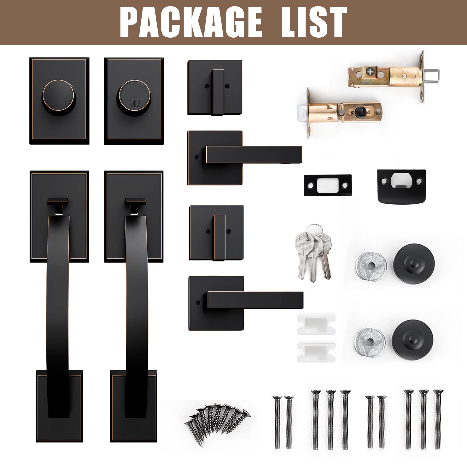 Heavy-Duty Double Door Lock Set with Deadbolt & Lever Handle - Adjustable Front Entrance Handle for Enhanced Security - Perfect for Homes, Offices & Commercial Buildings