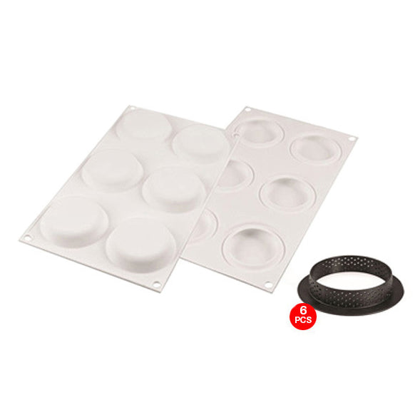 SILIKOMART Round Tart Ring Kit - 80 Pieces Silicone Baking Molds & Metal Rings for Professional Pastry Chefs | Perfect for Tarts, Pies, and Dessert Making at Home or Bakery