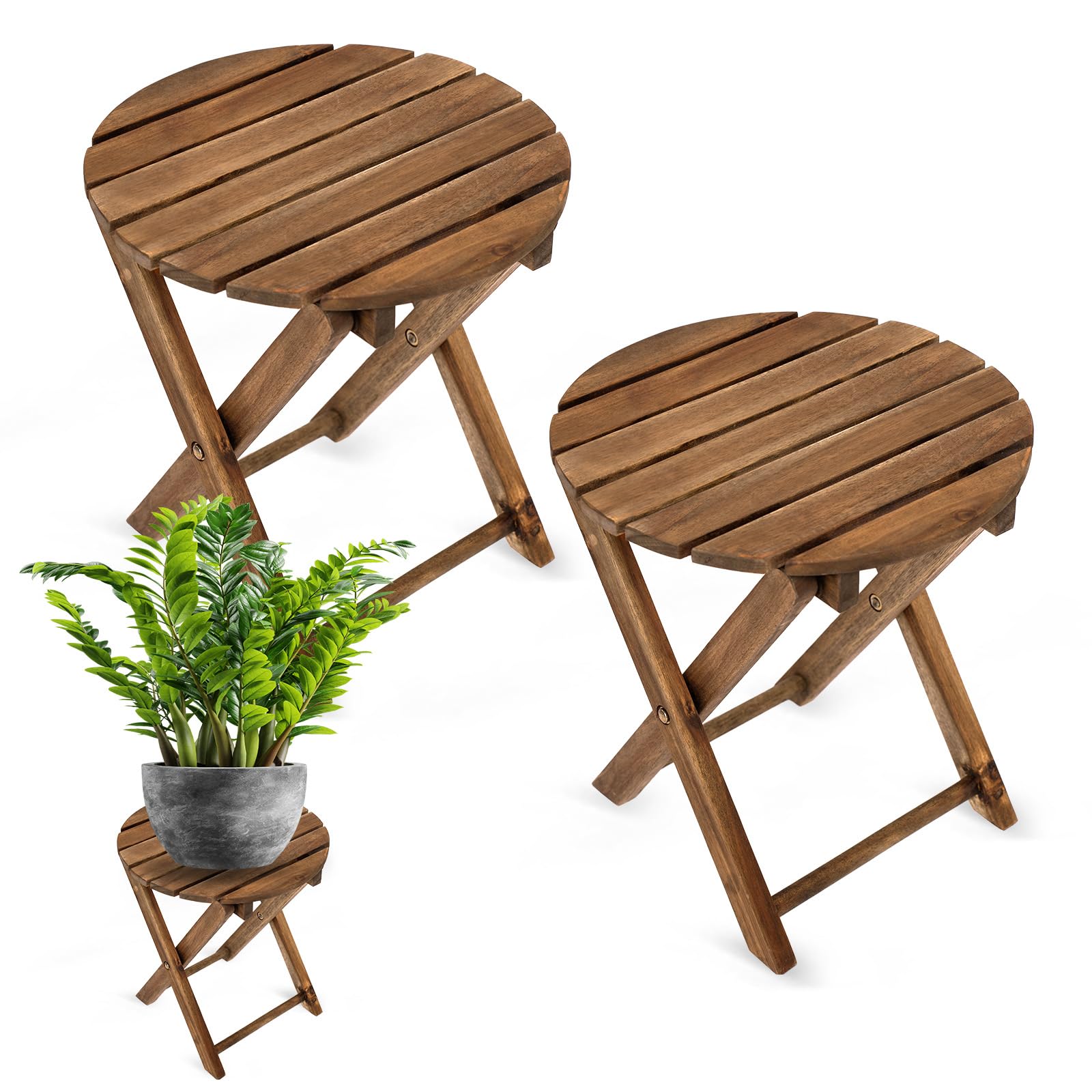 Timberholm Set of 2 Outdoor Folding Side Tables - 13.6