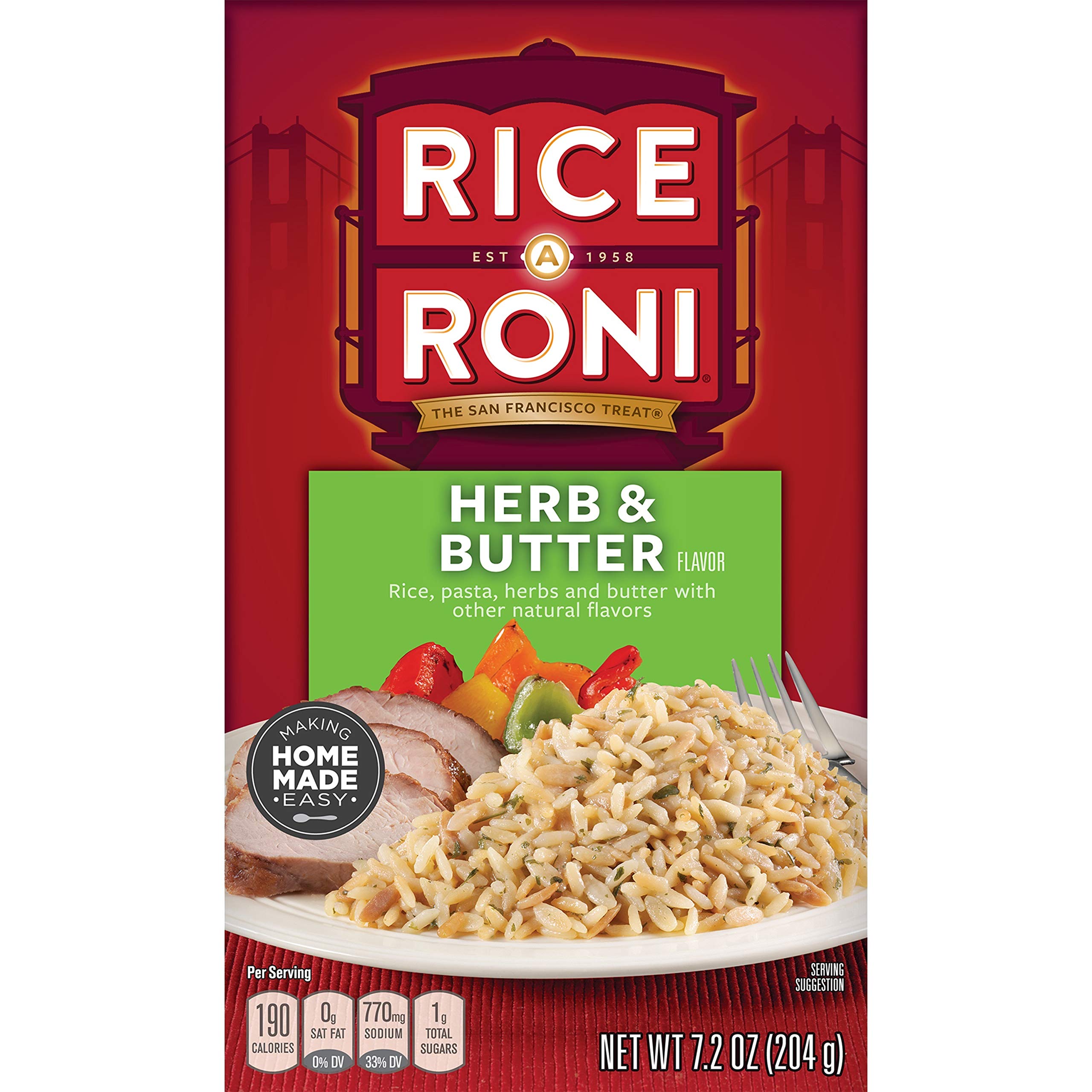 Rice-A-Roni Herb & Butter Flavor, 7.2-Ounce Box (Pack of 12) - Quick & Easy Side Dish for Family Dinners, Potlucks & Holiday Meals