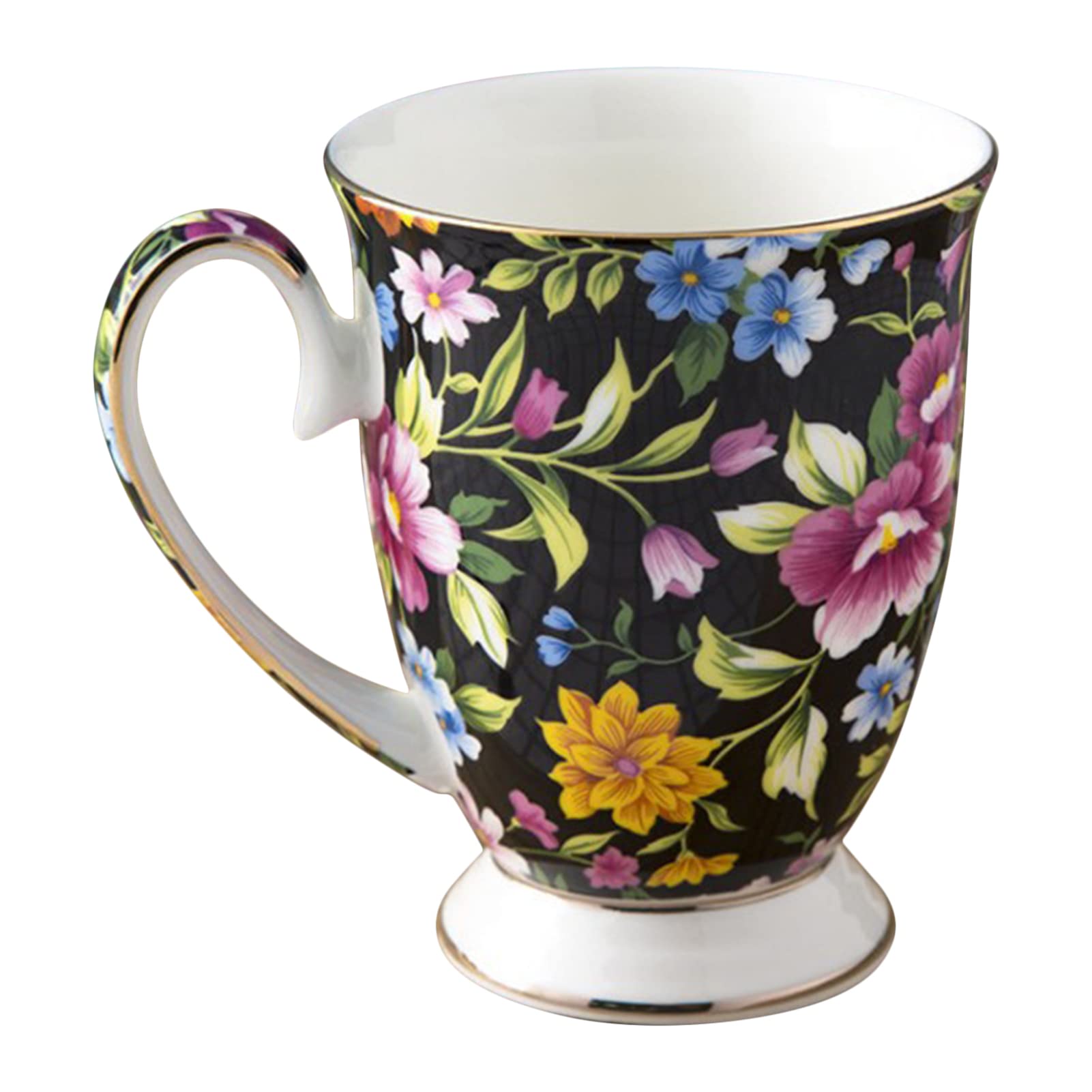 RIYES Floral Coffee & Tea Mug - 16oz Large Ceramic Cup for Breakfast, Office, or Home Use - Elegant Floral Design, Perfect for Coffee, Tea, Hot Chocolate & More