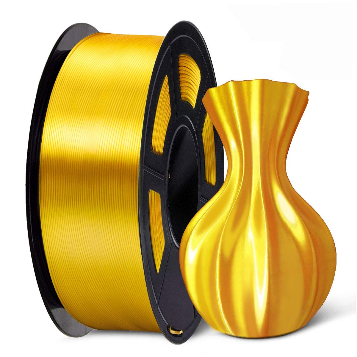 SUNLU Silk PLA Filament 1.75mm for 3D Printing - Premium Shiny PLA Filament with +/- 0.02mm Accuracy, 1kg Spool (2.2lbs), 330 Meters, Silky Gold - Perfect for Cosplay Props, Home Decor & DIY Craft Projects