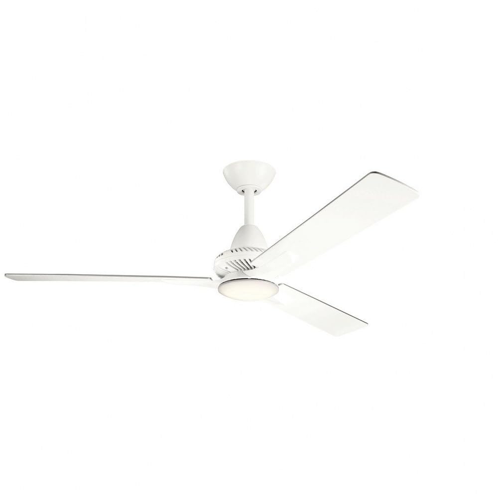 Kichler 300031SBK Kosmus 52 Inch Modern Ceiling Fan with LED Light Kit & Remote Control, Satin Black Finish - Perfect for Living Room, Bedroom, or Patio Cooling
