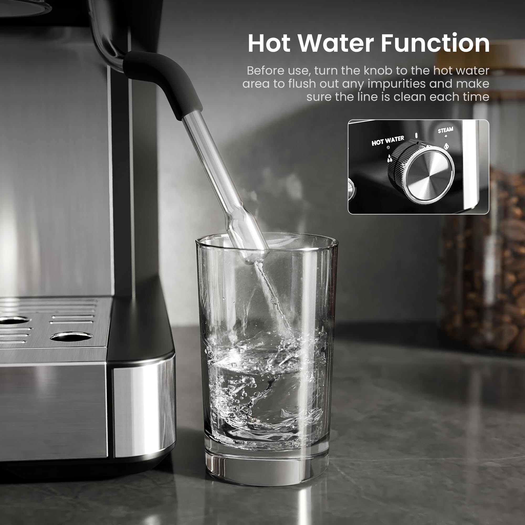Kismile 20 Bar Professional Espresso Machine with Built-in Grinder, Removable Water Tank & Milk Frother - Perfect for Latte, Cappuccino - Ideal for Home, Office & Coffee Shops (Black)