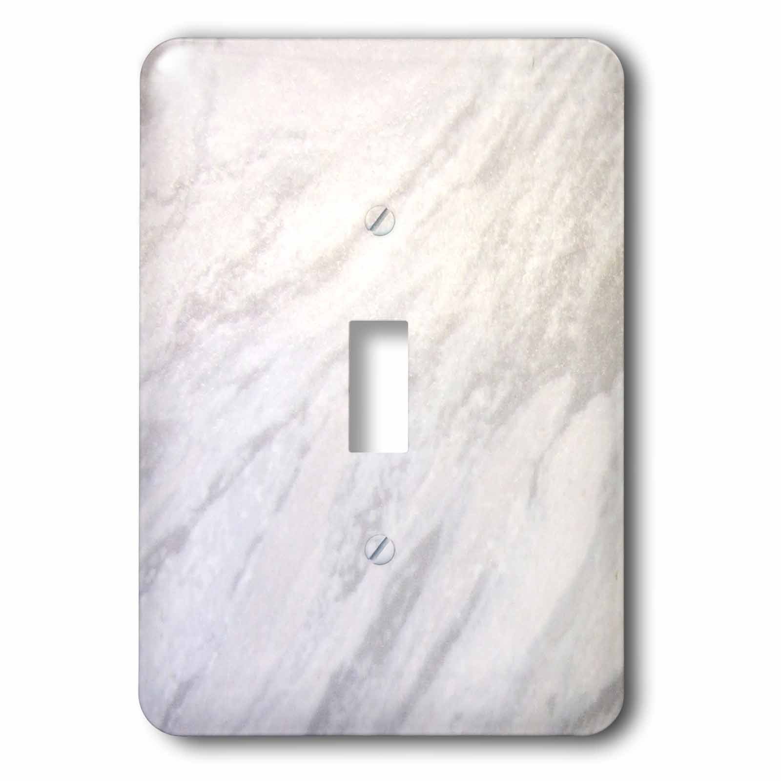 3D Rose Gray Marble Print Light Switch Cover - Smooth White & Light Grey Stone Texture Photo Print - Perfect for Home, Office, Kitchen, Bathroom Decor
