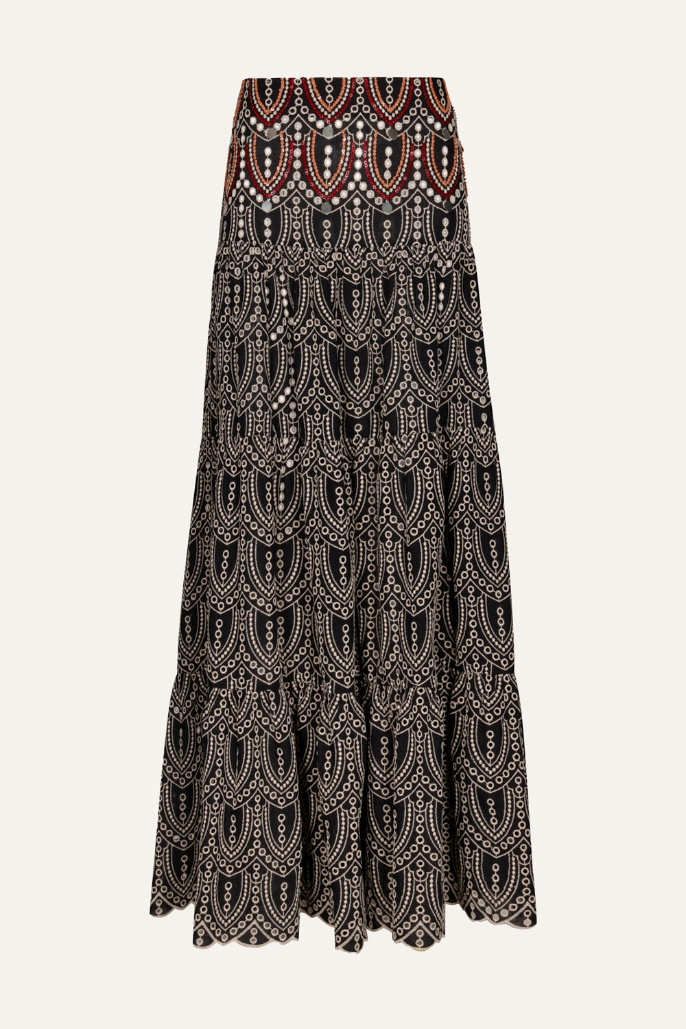 Palm Rhythm Skirt - Women's Boho Floral Print Midi Skirt with Elastic Waist | Perfect for Beach Vacations, Summer Outfits, and Casual Wear