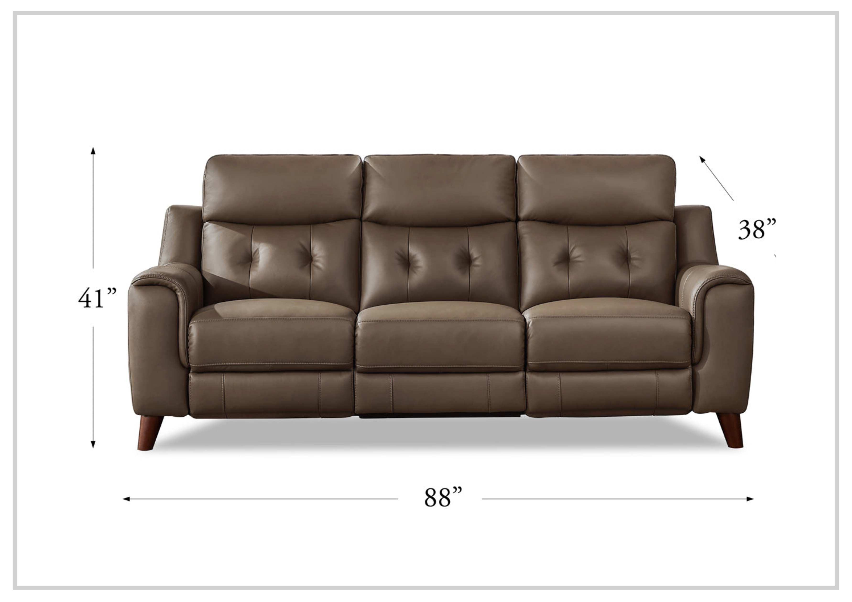 Hydeline Torino Top Grain Leather 3-Seater Power Reclining Sofa with Adjustable Headrest - Modern Living Room Furniture for Home Theater & Family Relaxation