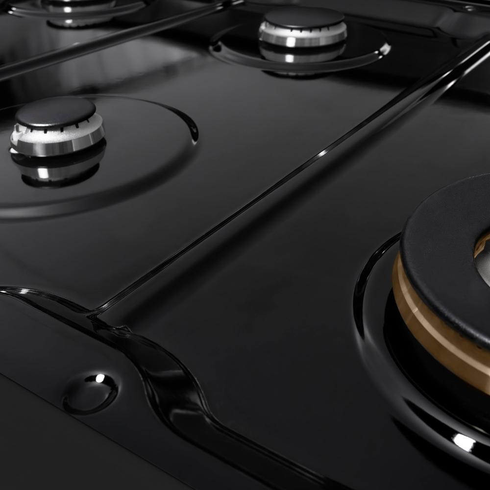 ZLINE 48 Inch Black Stainless Steel Gas Rangetop - 8 Burner Porcelain Cooktop Professional Range (SRTB 48) for Gourmet Cooking & Large Family Kitchens
