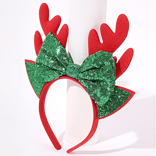 Sparkly Christmas Antler Headband for Women & Girls - Glitter Sequins Hair Accessories for Xmas, Halloween, Birthday Parties - Festive Holiday Decor & Fun Costume Gift    (Perfect for Christmas photos, holiday parties, costume events, festive gatherings, and as a fun gift for friends & family!)