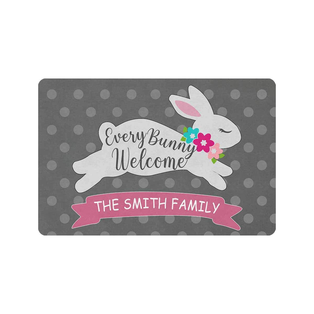 Custom Easter Doormat - Personalized Rabbit Design with Family Name - 24