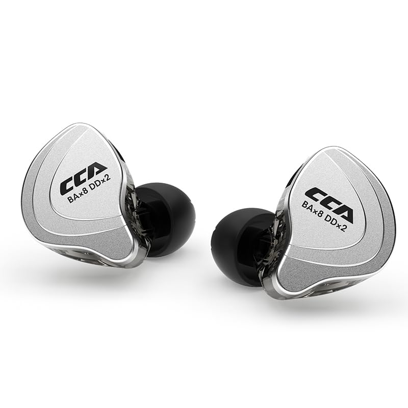 CCA C10 Professional In-Ear Monitor Headphones - 4BA+1DD Hybrid Drivers, HiFi Stereo, High Resolution IEM Earphones with Detachable Cable for Musicians, Singers, Stage Performances - Perfect for Live Shows, Studio Recording & Audiophiles (Black, No Mic)
