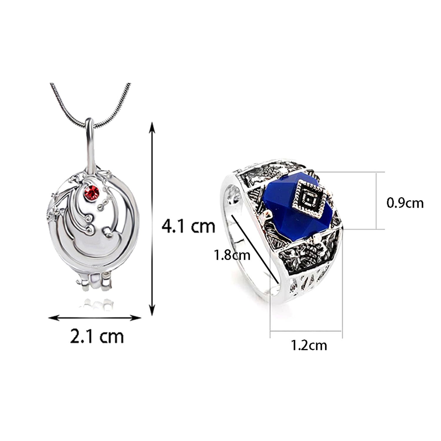 Elena Gilbert Vampire Jewelry Set - Vervain Locket Pendant Necklace & Daylight Signet Ring for Cosplay Fans (12pcs Stickers Included) | Perfect for Halloween Costumes, TVD Themed Parties & Vampire Diaries Collectors