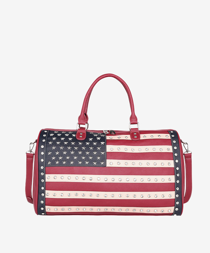 Montana West American Pride Studded Weekender Bag - Stylish Travel Duffel for Women, Perfect for Weekend Getaways & Gym Essentials