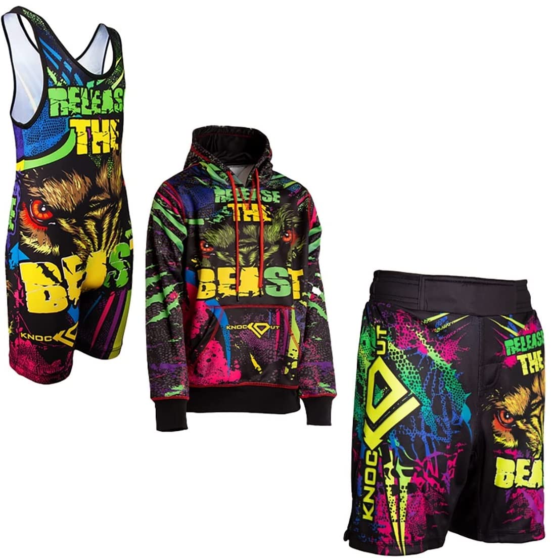 Youth Small Wrestling Kit - Singlet, Hoodie & Shorts Set for Training & Competition | Release the Beast Design | Perfect for Matches, Practice & Team Sports