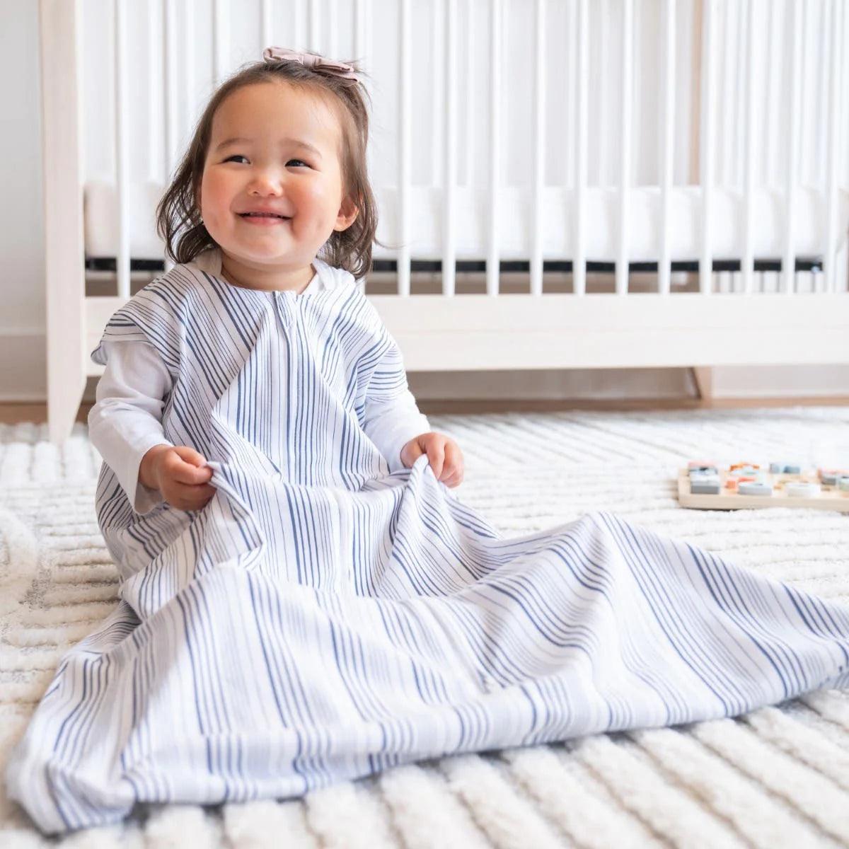 Halo Sleepsack Wearable Blanket - 100% Organic Cotton Baby Swaddle Blanket, Blue Stripes, 0.5 TOG for Newborn & Infant - Perfect for Nursery, Daycare & Safe Sleep