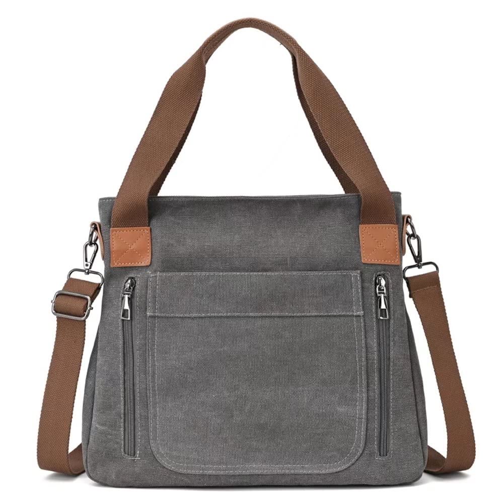 Stylish ROUROU Canvas Shoulder Bag for Women - Large Capacity Top Handle Tote & Crossbody Purse - Perfect for Work, Travel & Everyday Use