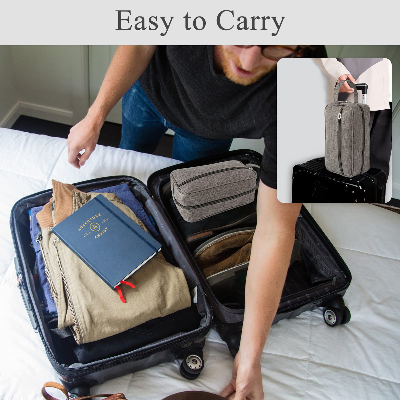 Premium Travel Toiletry Bag for Men & Women - Large Waterproof Cosmetic & Shaving Organizer with Multiple Pockets - Ideal for Camping, Gym & Business Trips (Grey)