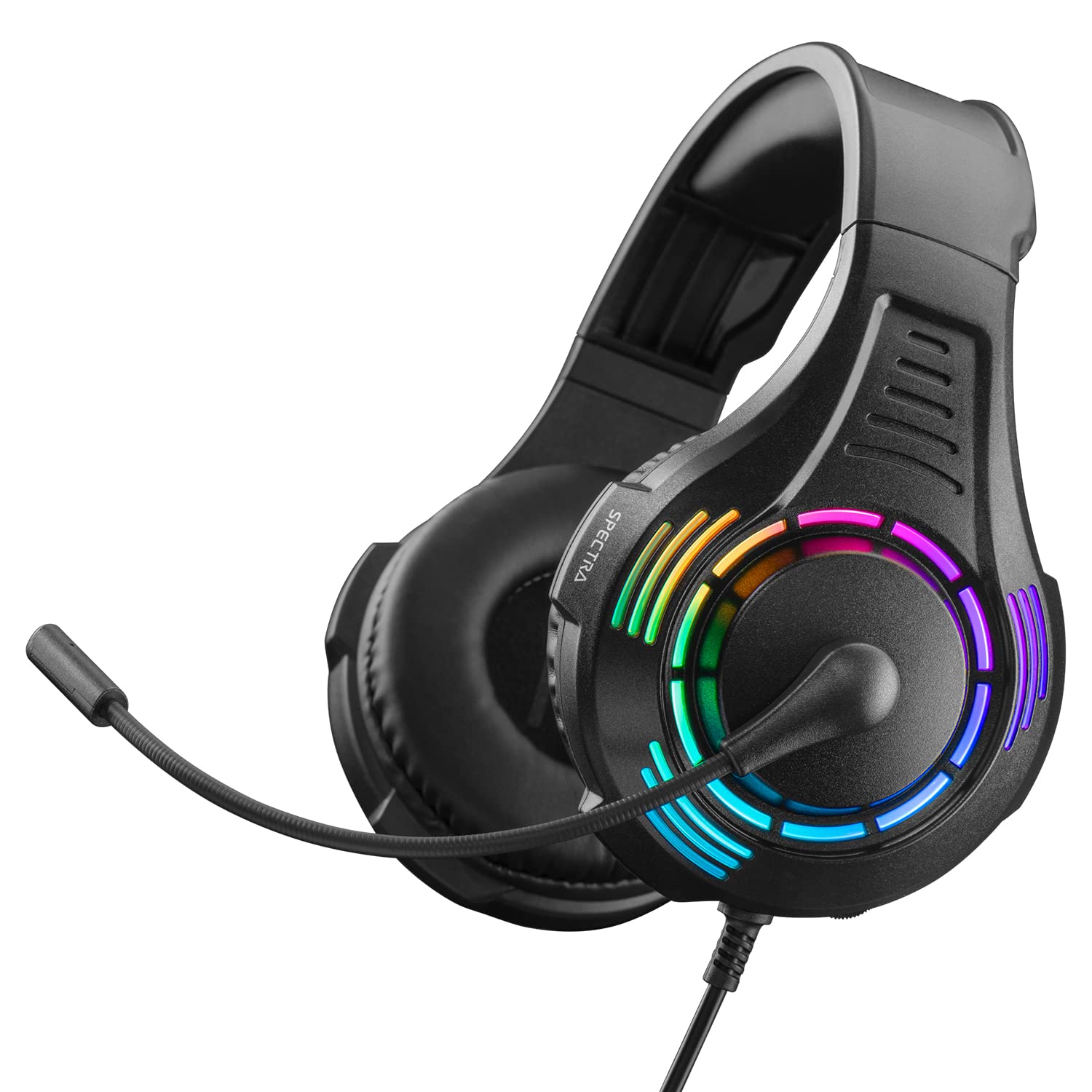 NITHO Spectra Over-Ear Gaming Headset with Flip-Up Mic & RGB Lights for PC, PS4, PS5, Xbox One, Xbox Series X/S, Tablet & Mobile - Black | Perfect for Competitive Gaming & Streaming