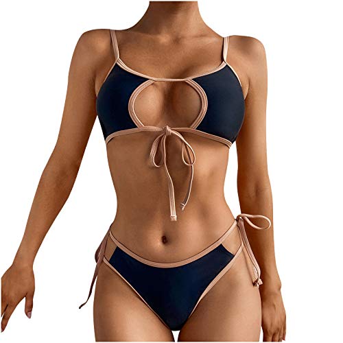 Women's Two Piece Bikini Set - Floral Printed Criss Cross String Crop Top with Ruffled Lace Up Vintage Design | Perfect for Beach Vacation, Pool Party & Summer Swimwear