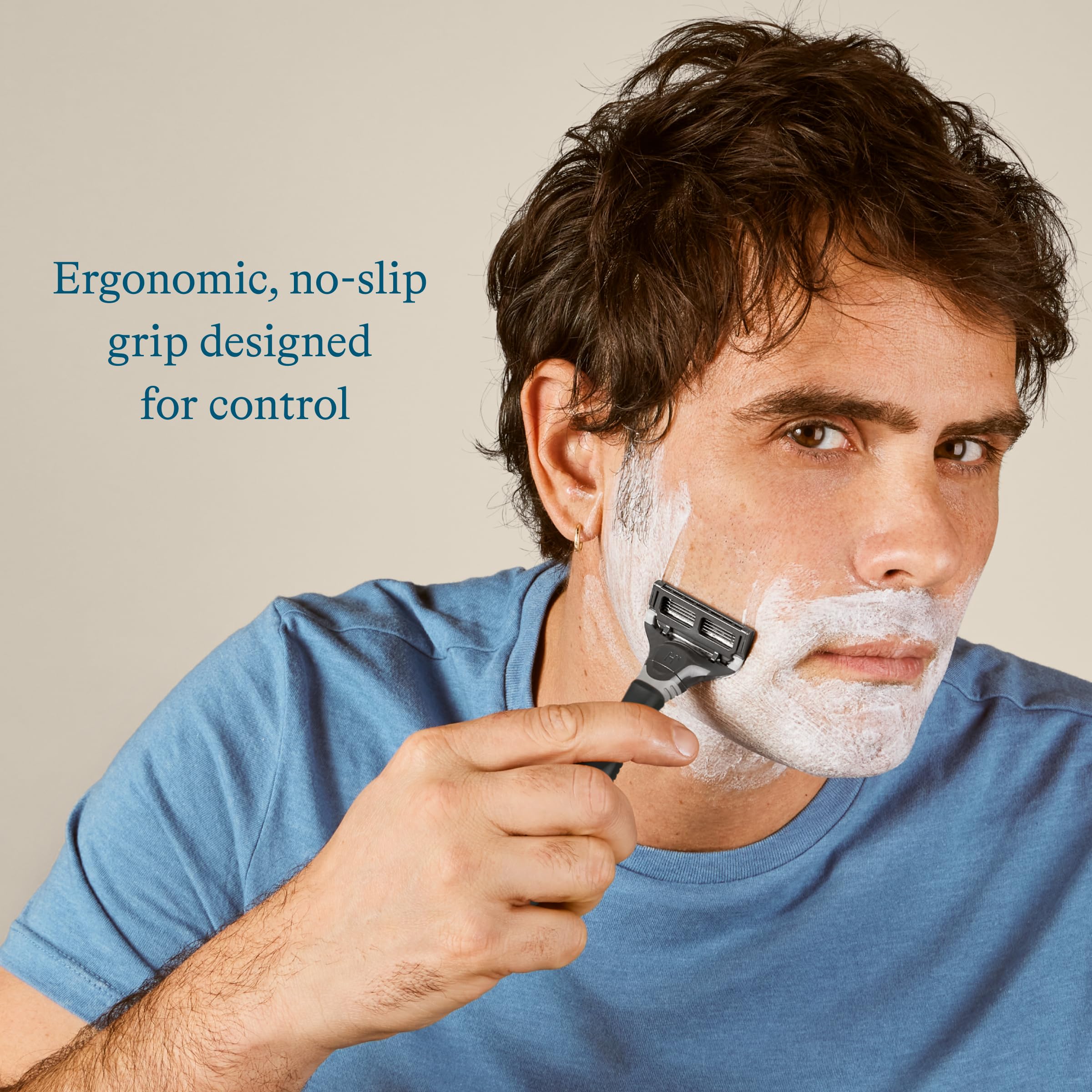 Premium Harry's Men's Shaving Kit - 5-Blade Razor Handle with 3 Refills, Foaming Shave Gel & Travel Cover - Charcoal Black - Perfect for Travel & Daily Grooming Routine