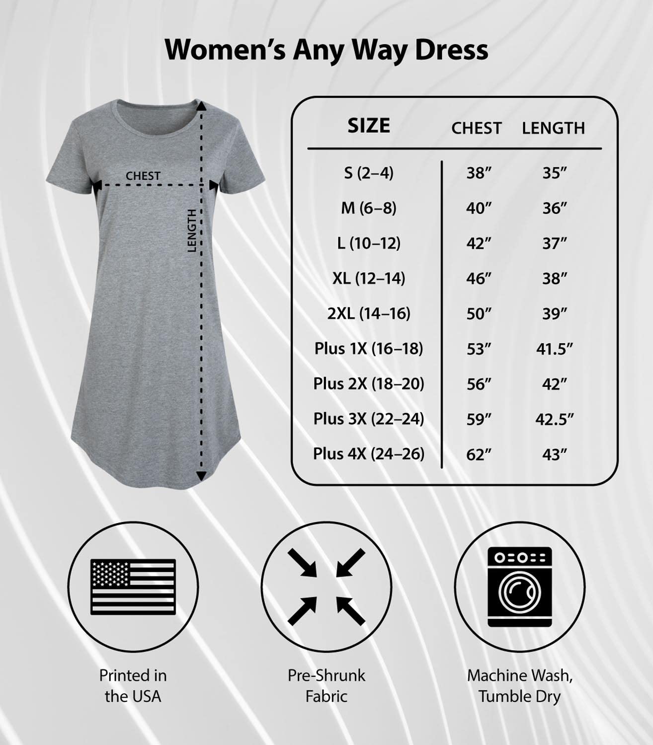 HYBRID APPAREL ACDC Women's Any Way Dress - Vintage Band T-Shirt Dress with Poster Texture - Perfect for Concerts, Music Festivals & Casual Wear