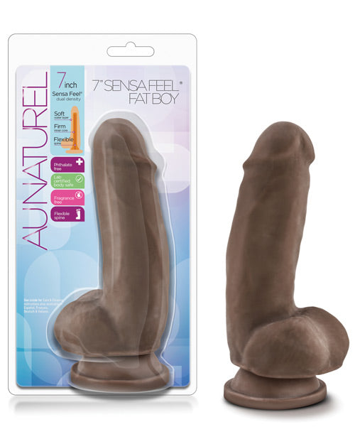 Au Naturel Sensa Feel Fat Boy Dildo 7 Inch Chocolate - Realistic Textured Adult Toy for Couples & Solo Play, Perfect for Spicing Up Your Bedroom or BDSM Scenes
