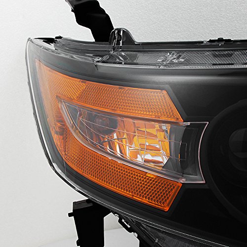 AKKON Black Housing Halogen Headlights Assembly Set Pair for 2011-2017 Honda Odyssey - Left & Right Side Replacement Headlamps for Improved Night Driving Safety