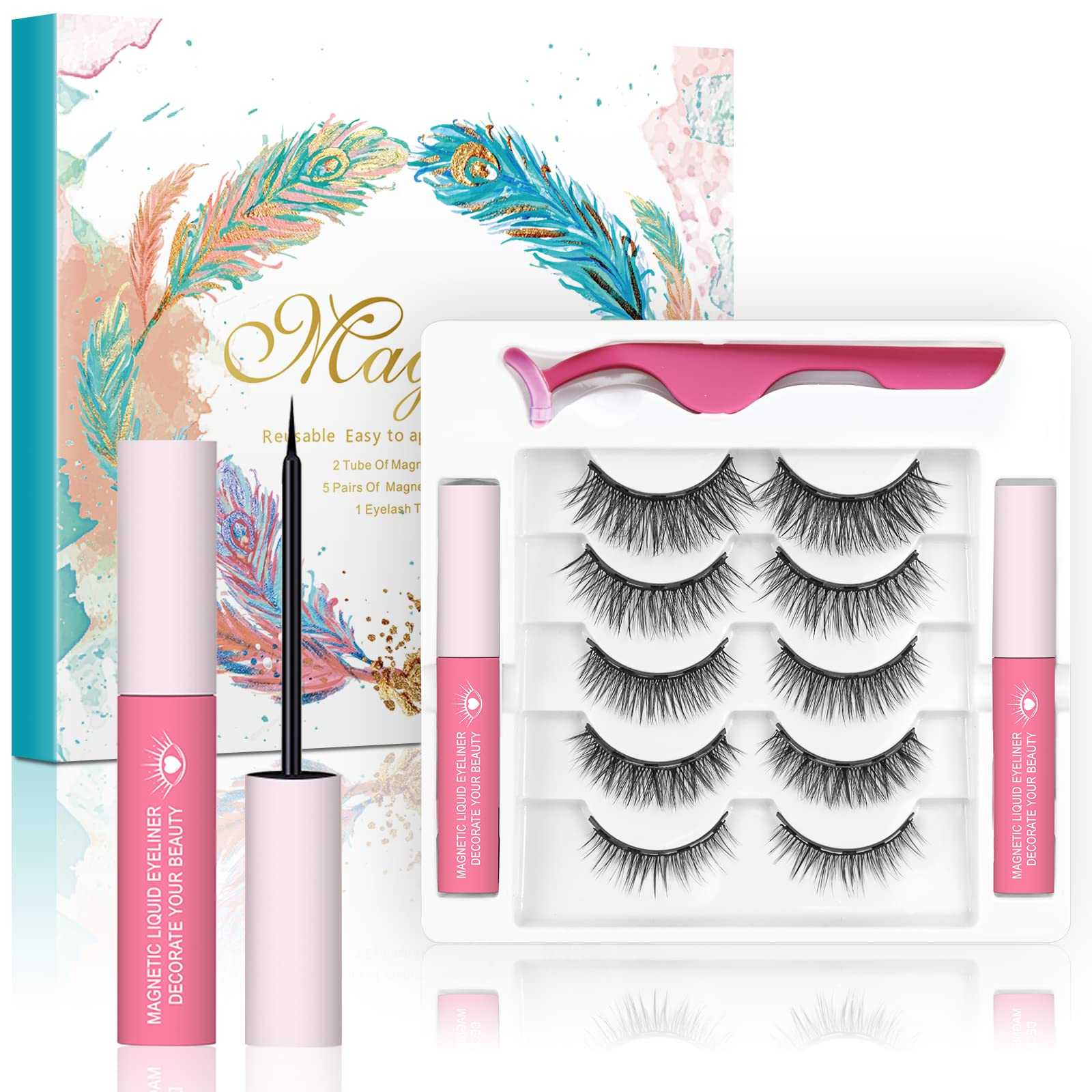 Waterproof 3D Magnetic Eyelashes with Eyeliner Kit - Natural Looking False Lashes for Dramatic Volume - Perfect for Weddings, Parties & Special Occasions