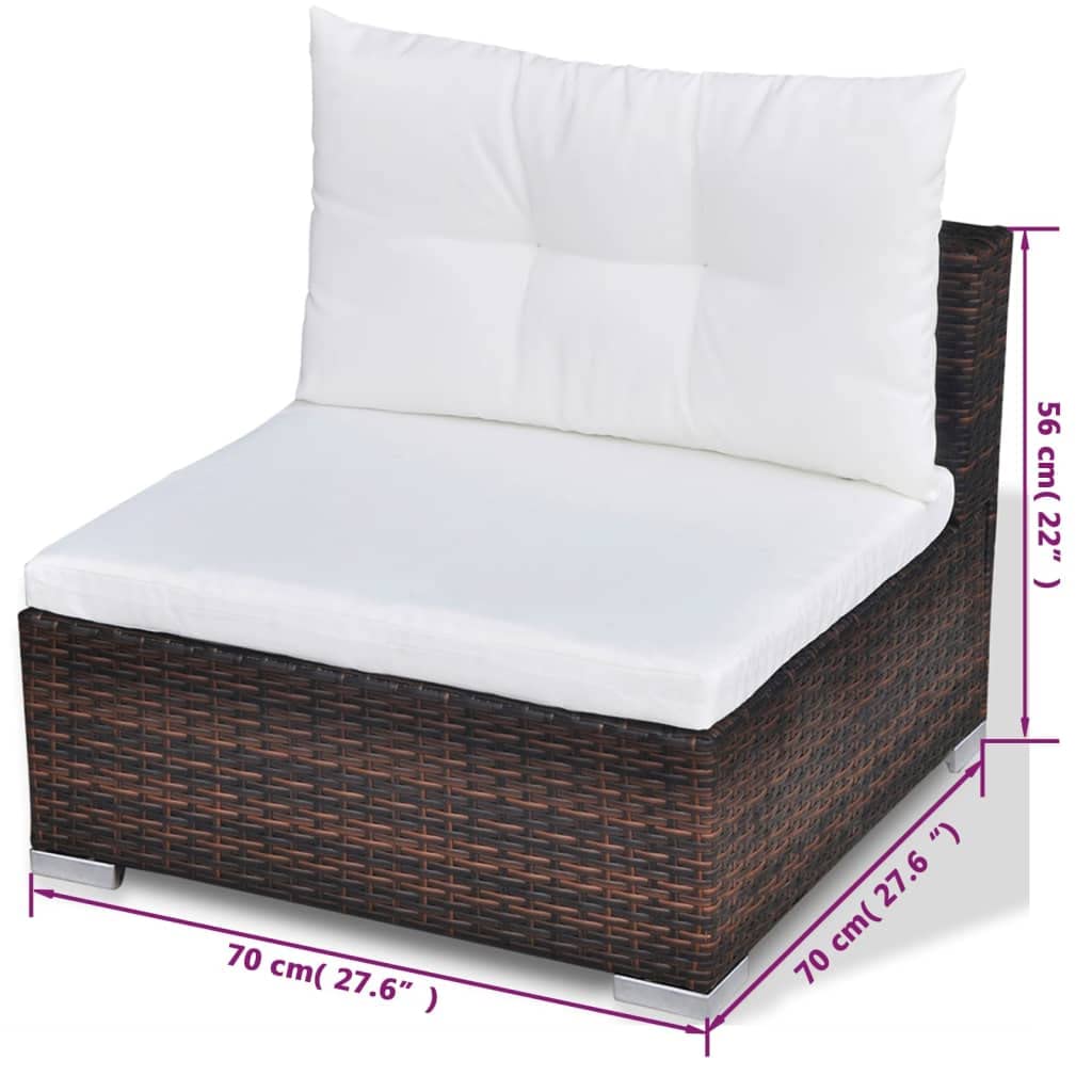 10-Piece All-Weather Outdoor Patio Furniture Set - Brown Poly Rattan Sectional Sofa with Cushions & Coffee Table - Perfect for Yard, Garden, Poolside, Deck or Backyard Relaxation