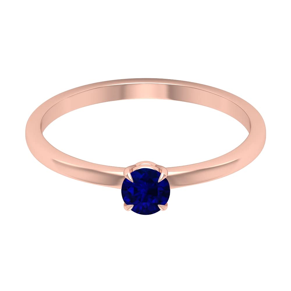 1/4 CT Natural Blue Sapphire Promise Ring - 14K Solid Gold Solitaire Ring for Women - Elegant Engagement, Wedding, Anniversary Jewelry Gift