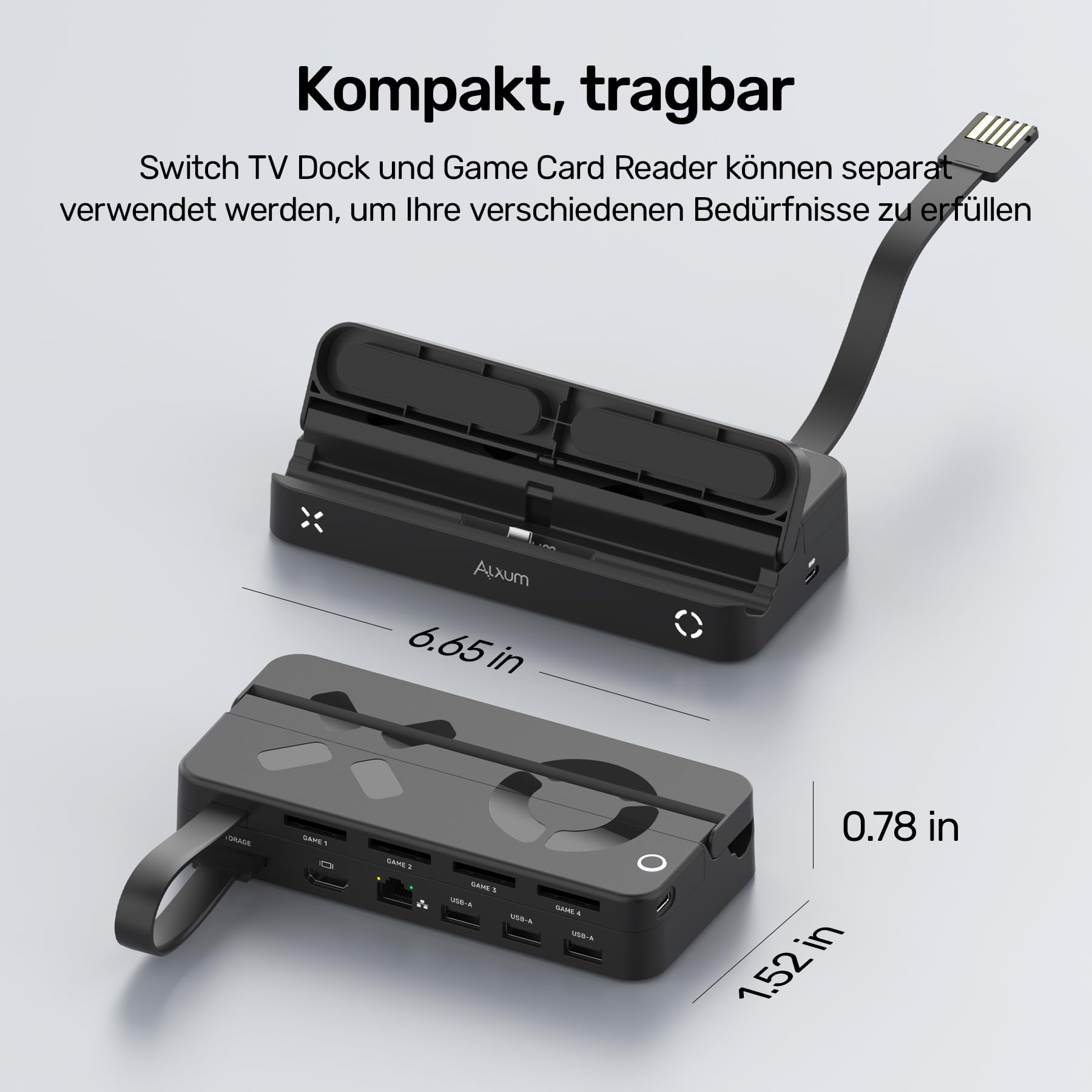 Alxum Switch Docking Station with Game Switcher for Nintendo Switch/OLED - 4K HDMI, 1000Mbps Ethernet, 100W USB-C Charging Port - Replacement for Official Nintendo Switch Dock - Perfect for Gaming at Home or Travel