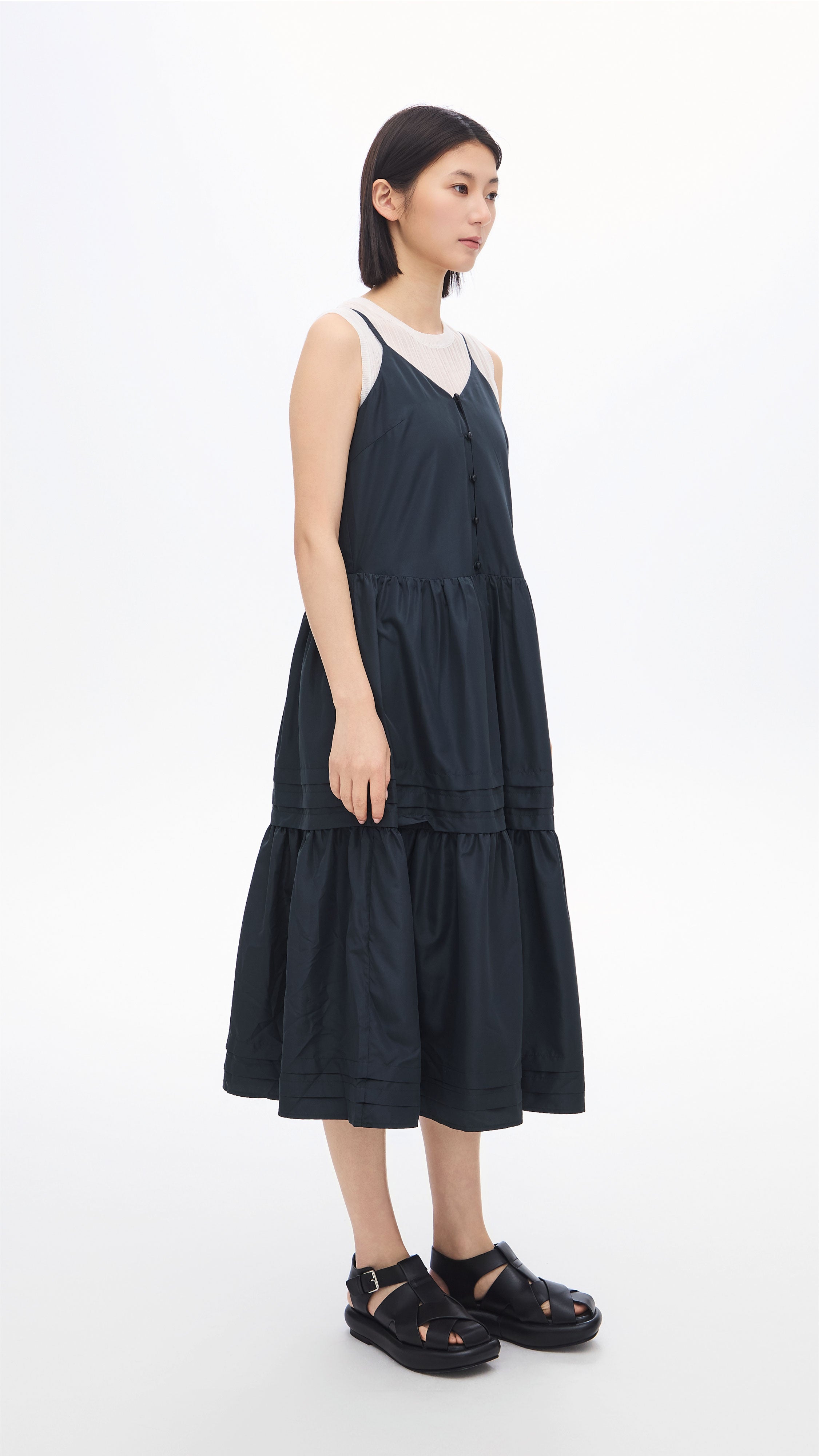 Elegant Pleated Midi Dress for Women - Flowy A-Line Skirt with Adjustable Waistband | Perfect for Weddings, Parties & Office Wear