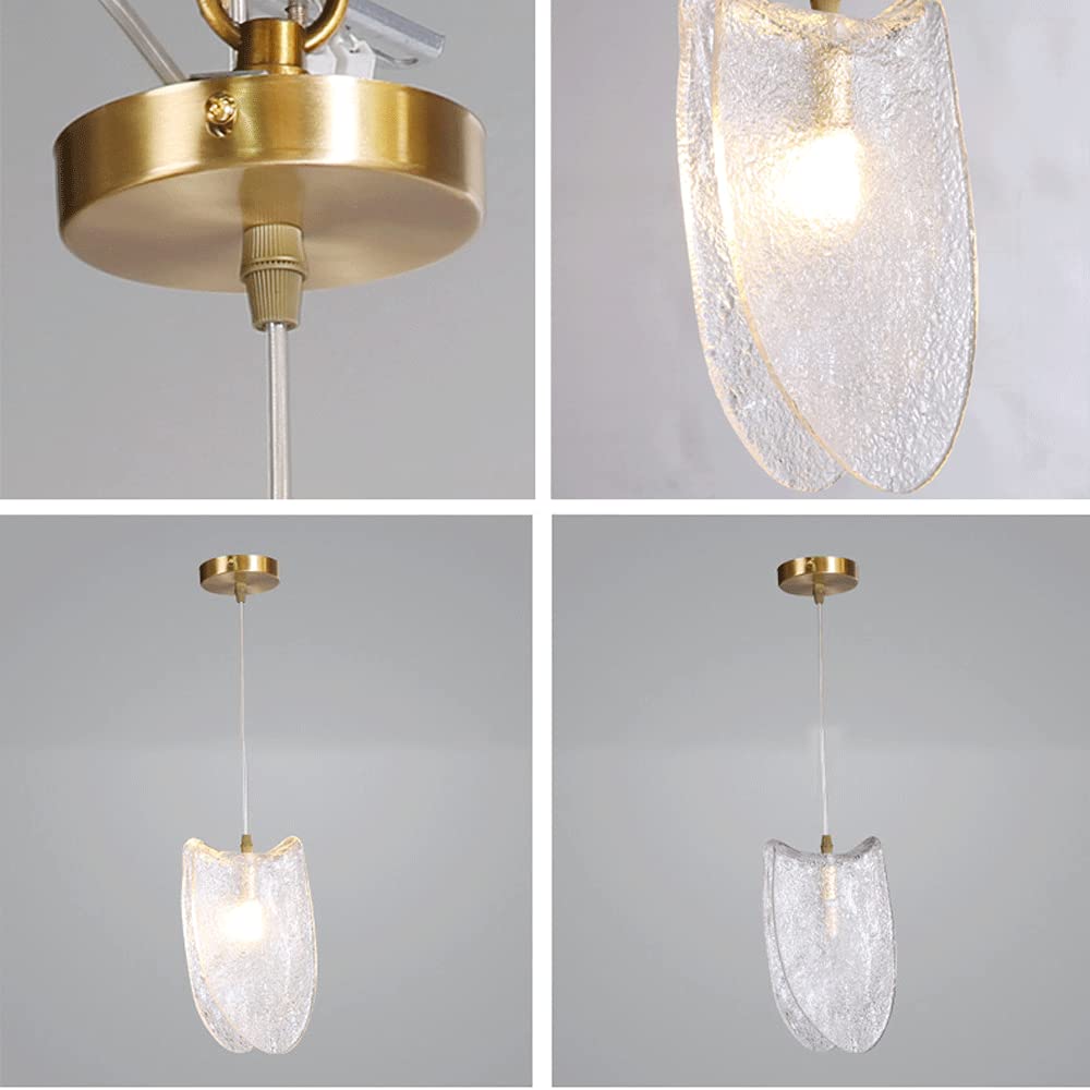 Modern LED Chandelier - Handmade Glass Pendant Light with Adjustable Brass Hanging Wire | Minimalist Ceiling Lamp for Living Room, Dining Room & Kitchen Decor | Perfect for Home Lighting & Interior Design