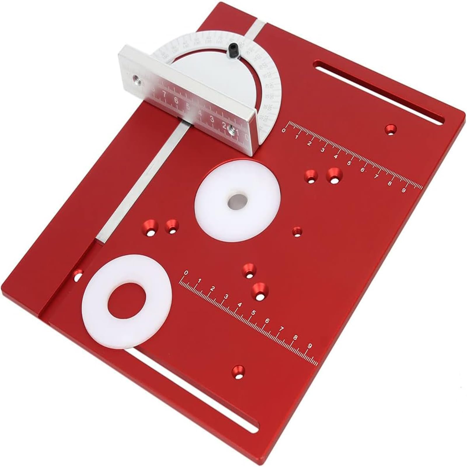 Premium Aluminum Router Table Insert Plate - Heavy Duty Multifunctional Trimming & Engraving Table for Woodworking Benches with Miter Gauge Guide (Red) | Perfect for DIY Projects, Cabinet Making & Professional Woodworking Shops