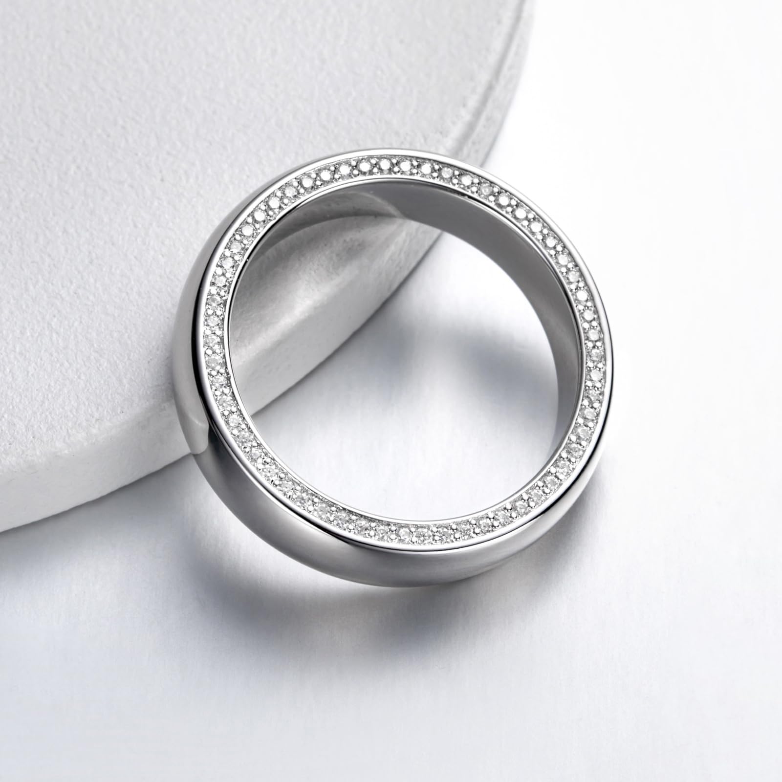Men's Moissanite Wedding Band - Round Cut Lab Created Diamond, D Color VVS1 Clarity, 925 Sterling Silver, 5mm Width Anniversary Eternity Ring for Men - Perfect for Weddings, Engagements & Special Occasions