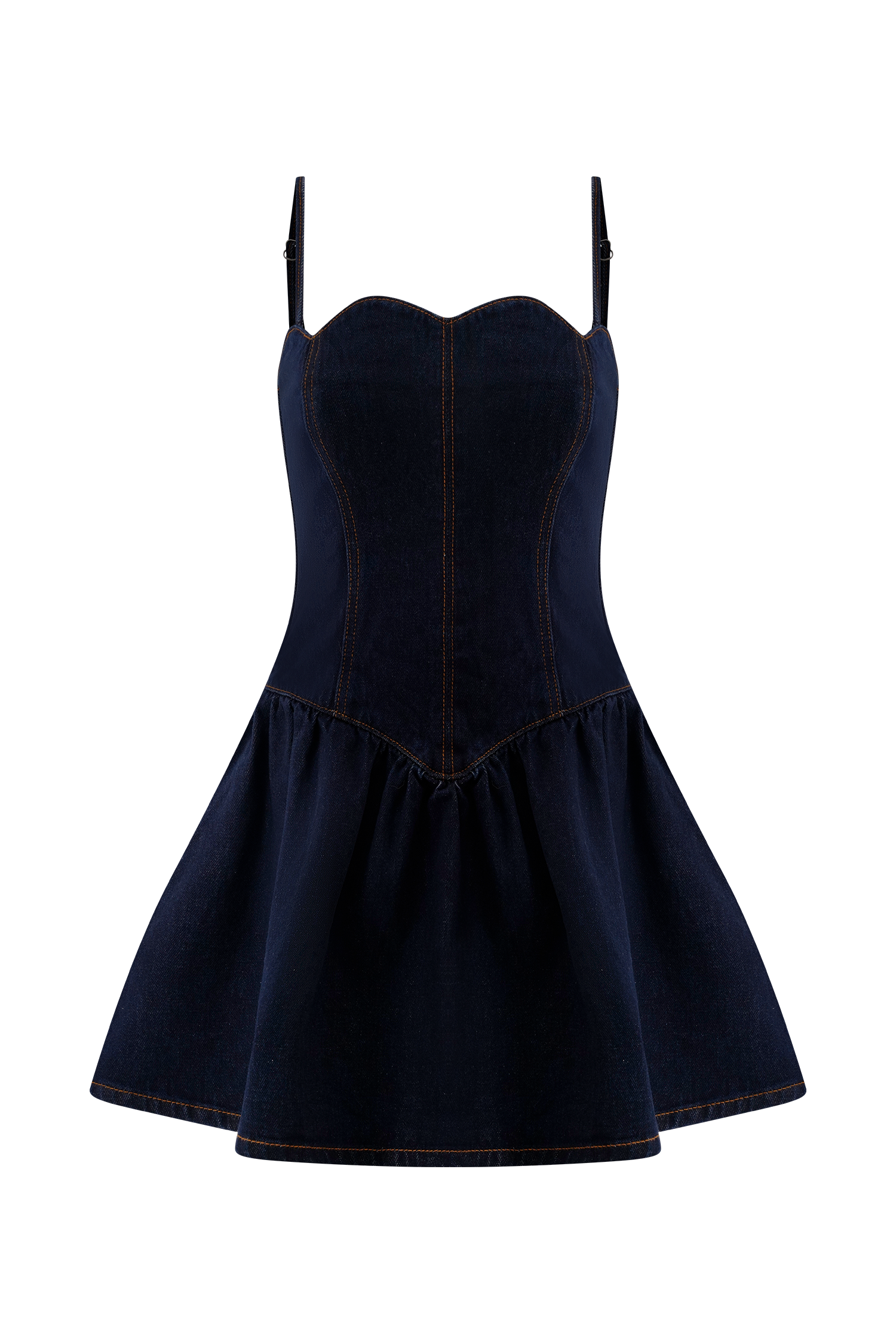 Cheyenne Scallop Denim Mini Dress for Women - Indigo Blue Vintage Style Skirt with Ruffled Hem, Perfect for Casual Outings, Date Nights & Summer Fashion