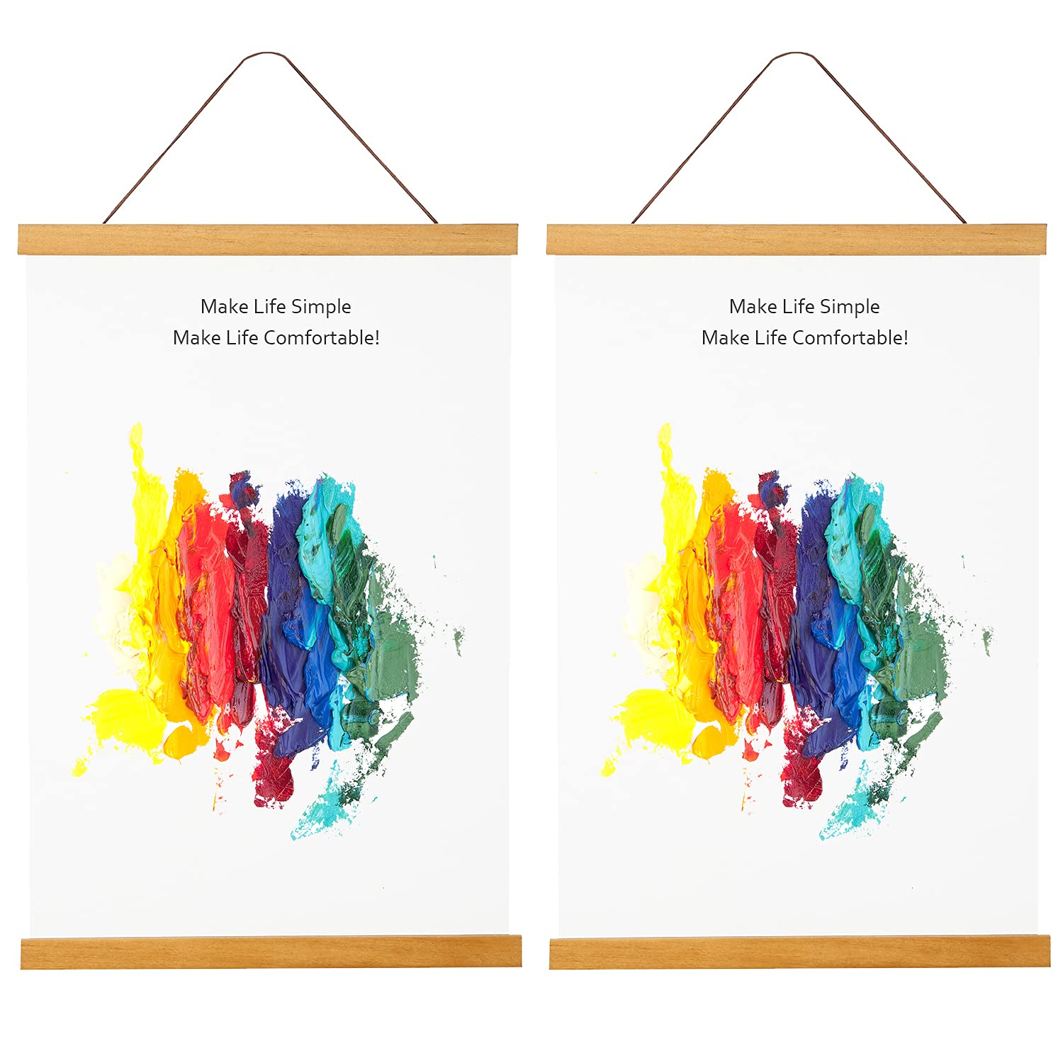 Magnetic Poster Hanger Frame - 8x10 8x12 8x18 Wooden Teak Photo Canvas Art Print Display - 2 Pack for Wall Decor, Home Office & Gallery Artwork Hanging