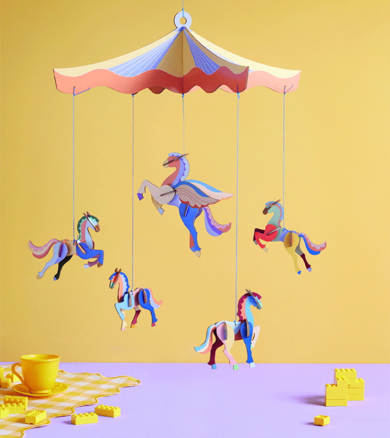 Circus of the Sun Horse Mobile - Handmade Nursery Decor by Studio ROOF - Perfect for Baby Shower Gifts & Kids Room Decoration
