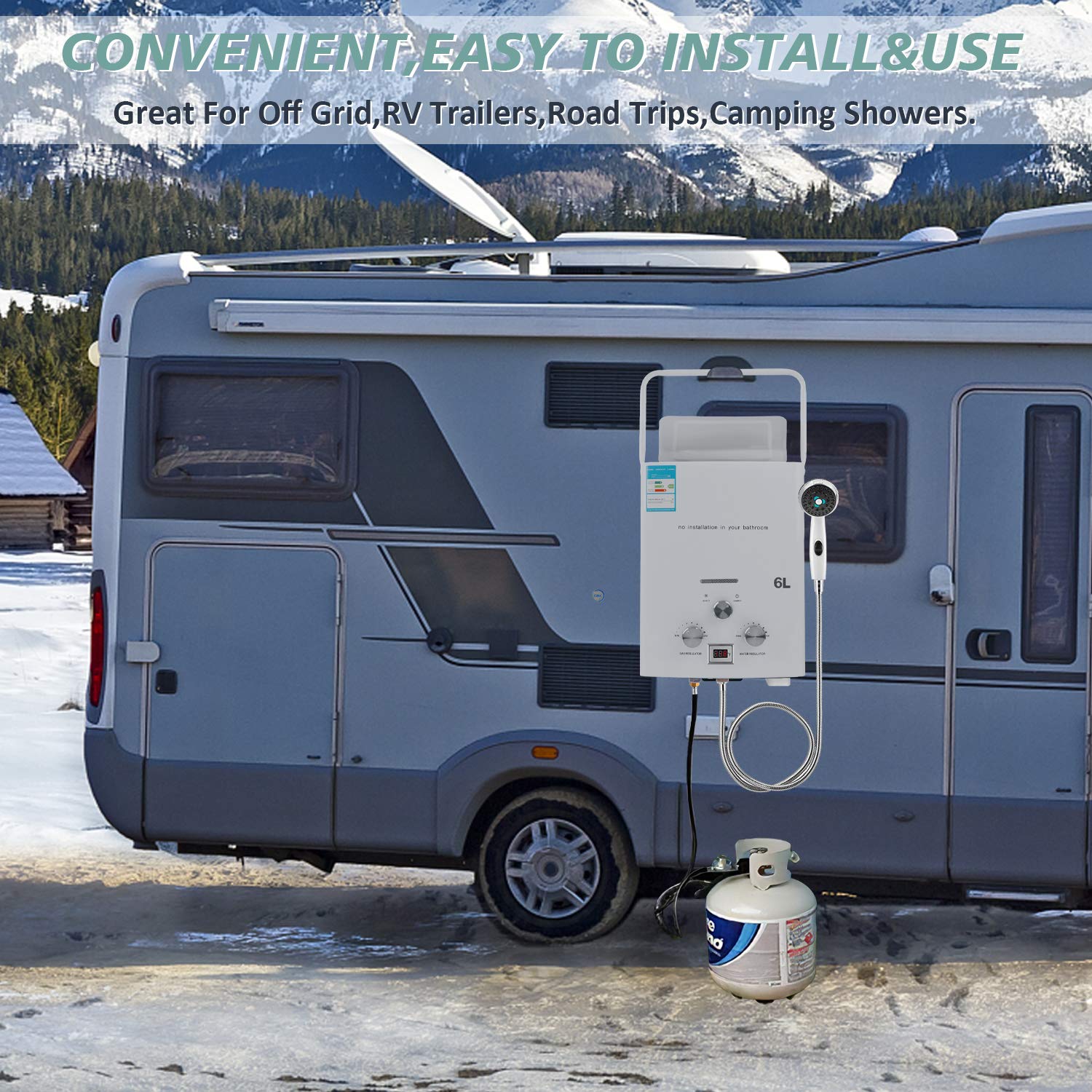6L 1.6GPM Portable Propane Tankless Water Heater - Instant Hot Water for Camping, RV, Outdoor Showers | Overheating Protection | Perfect for Hiking, Backpacking & Off-Grid Living