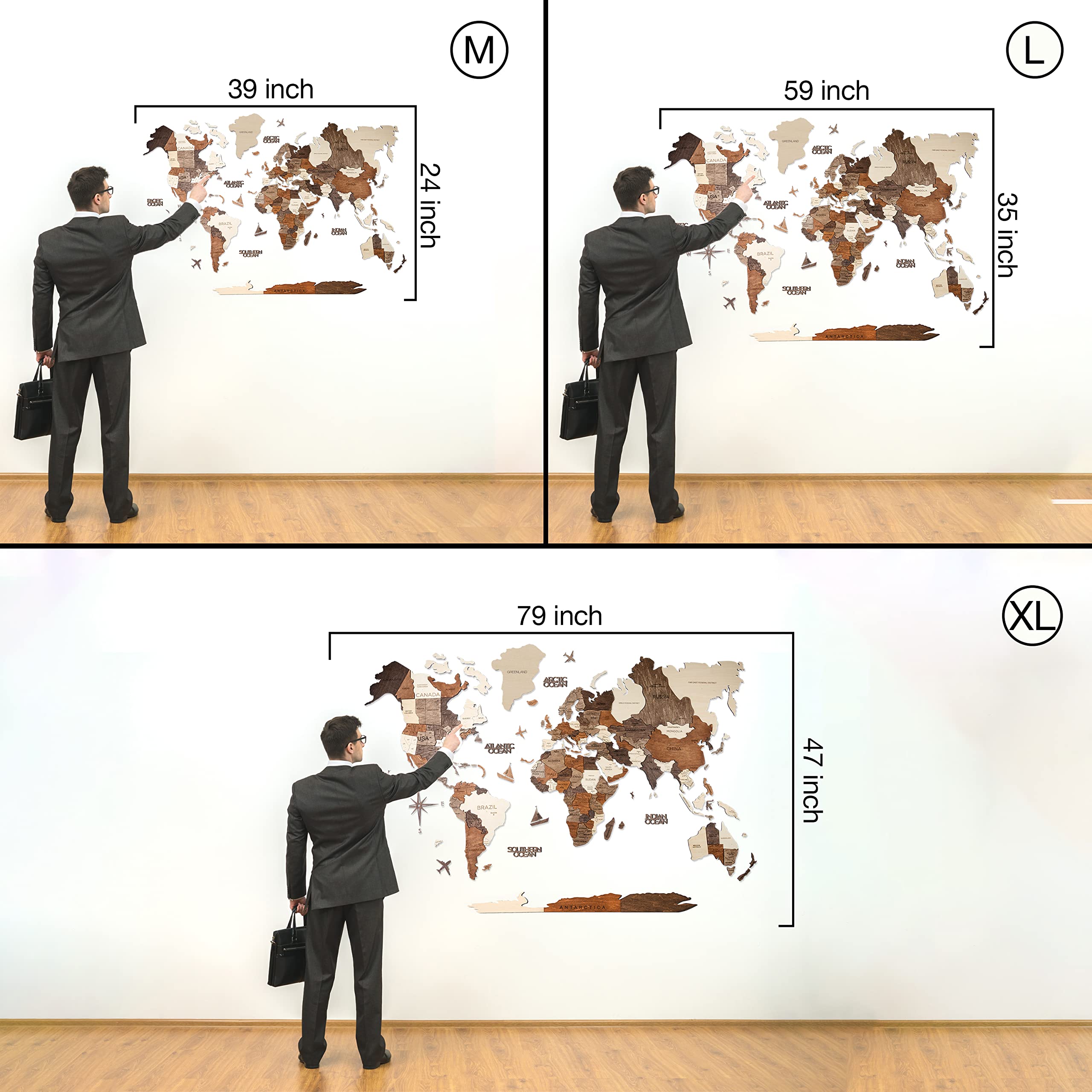 3D Wooden World Map Wall Art - Large Oak Wood Home Decor for Living Room, Office, Bedroom | Unique Travel Gift & Stylish 3D Wall Decor for Home & Office Spaces