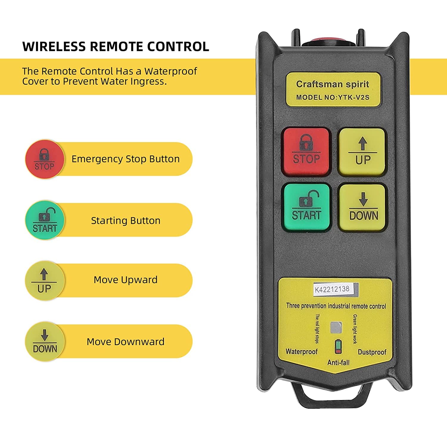 440lbs Electric Hoist with 12m Rope & Wireless Remote Control - 110V Heavy Duty Lifting Hoist for Garage, Ceiling, Factory Warehouse - Perfect for Automotive Repair, Construction, and Industrial Material Handling