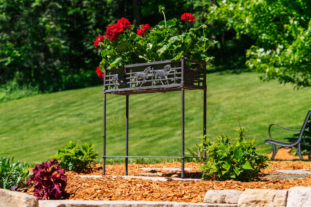 Outdoor Horse Flower Box Stand - Rustic Wooden Planter Holder for Garden, Patio, and Home Decor | Perfect for Flowers, Herbs, and Succulents