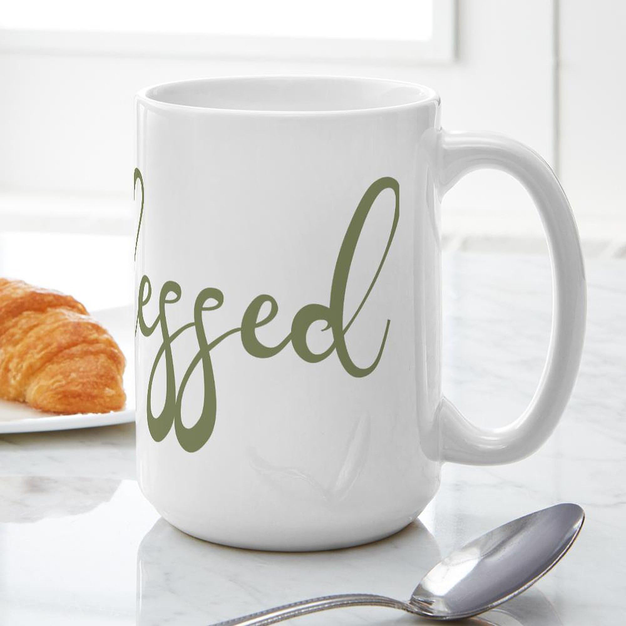 Hashtag Blessed 15 oz (444 ml) Ceramic Coffee Mug - Perfect for Home, Office & Gifts | Funny Inspirational Quote Mug for Coffee & Tea Lovers