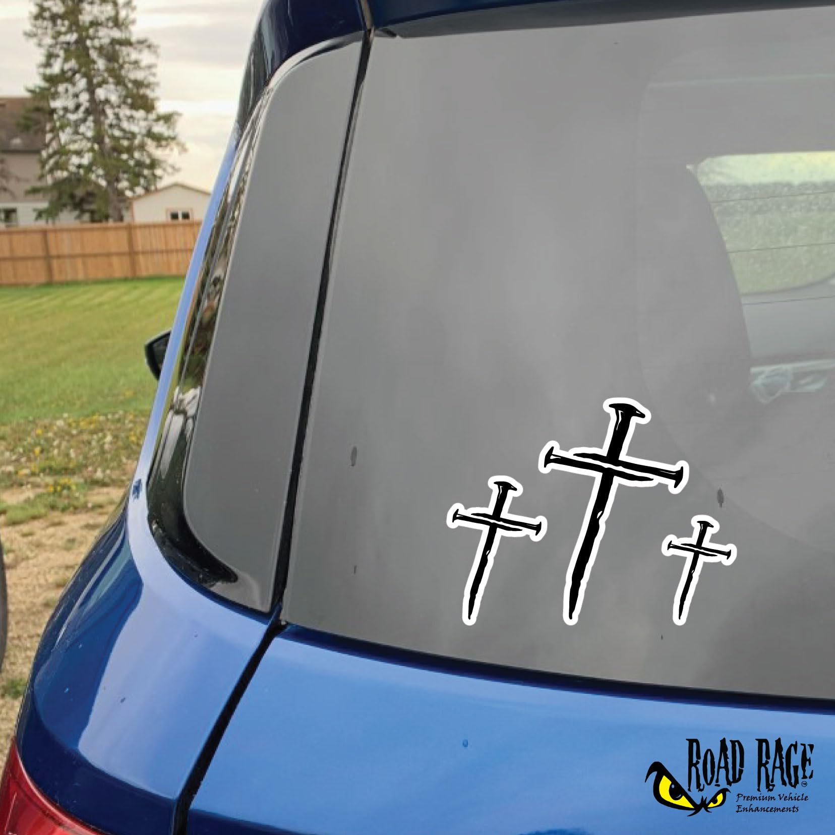 3 Pack Funny Cute Cross Car Decals - Premium Gloss Permanent Vinyl Waterproof Stickers (Black, 2 Inch) - Perfect for Car Windows, Laptops & Water Bottles