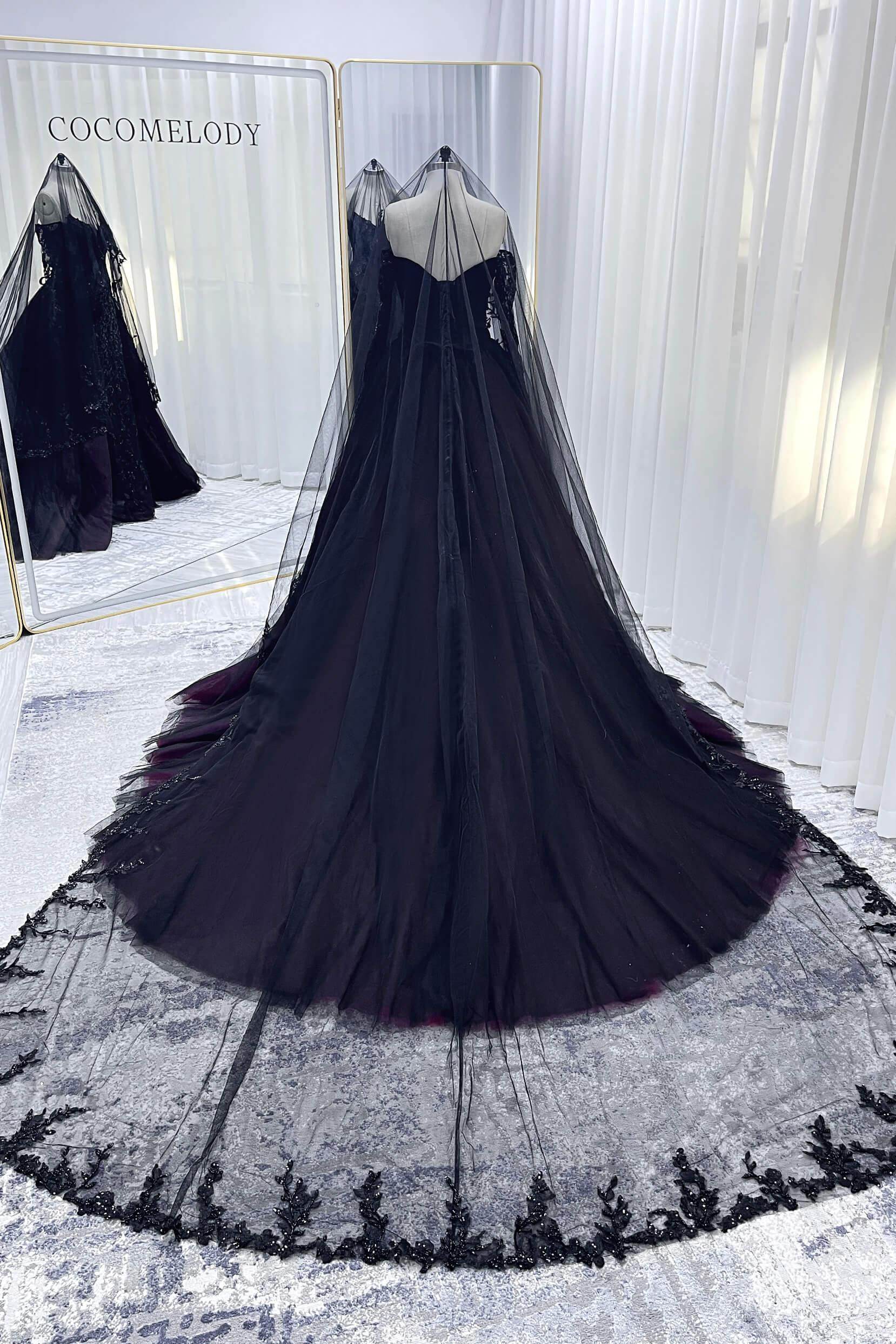 Elegant One-Tier Lace Edge Tulle Chapel Wedding Veil with Appliques & Beading - CV0396 | Perfect for Bridal Ceremonies, Vow Renewals & Formal Occasions