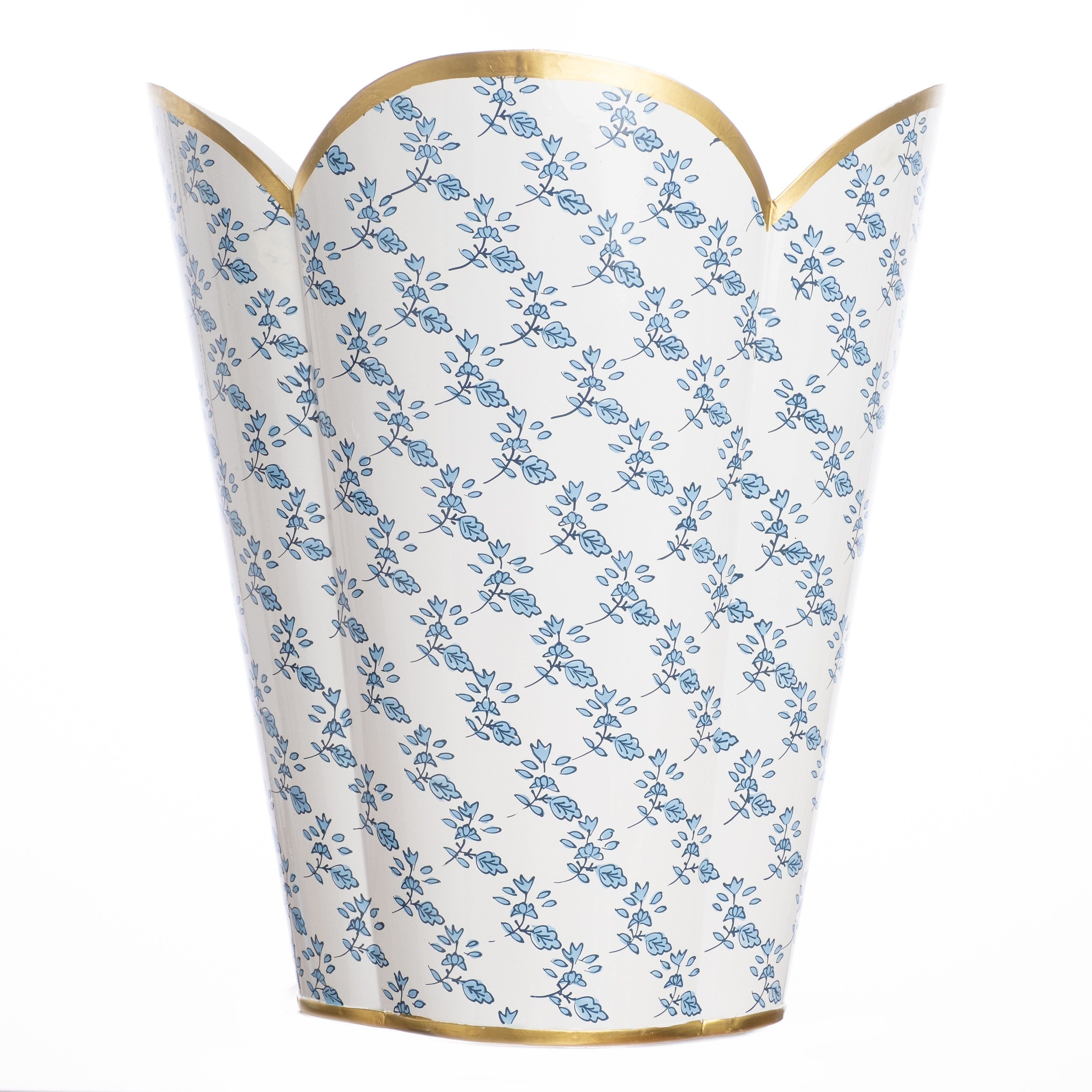 Blue Blossom Waste Paper Basket - Stylish & Durable Trash Can for Home, Office, Bathroom & Bedroom | Perfect for Waste Disposal & Organization